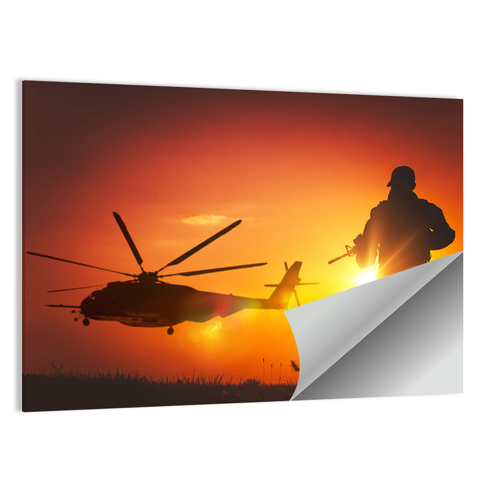 Soldier Silhouette at Sunset Wall Art as a poster print