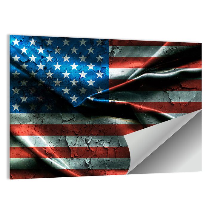 Distressed American Flag Wall Art as a poster print