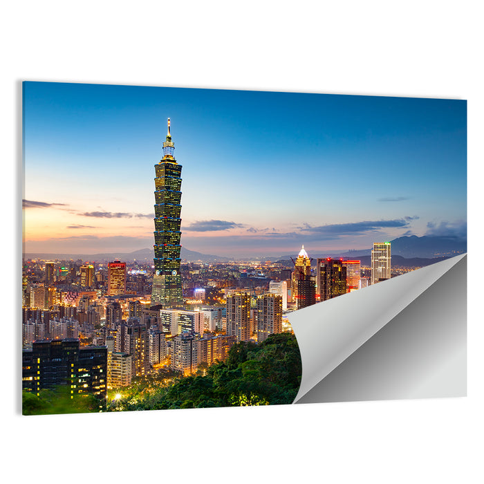 Taipei Skyline at Dusk Wall Art as a poster print