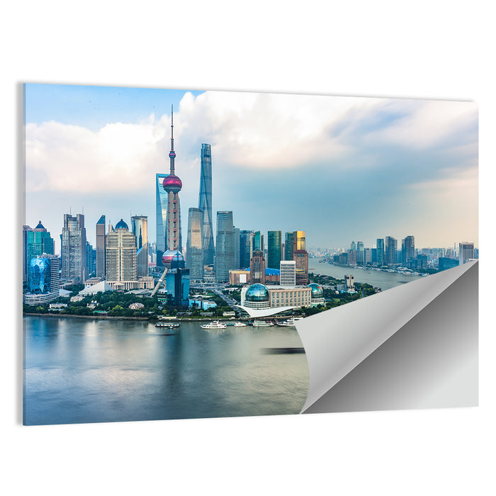 Shanghai Bund Skyline with Oriental Pearl Tower Wall Art as a poster print