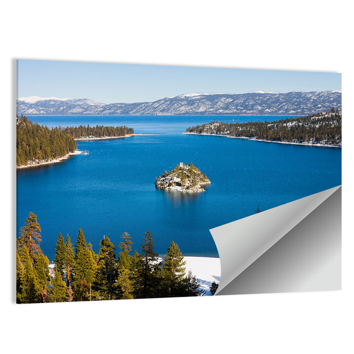 Emerald Bay Winter View Wall Art as a poster print