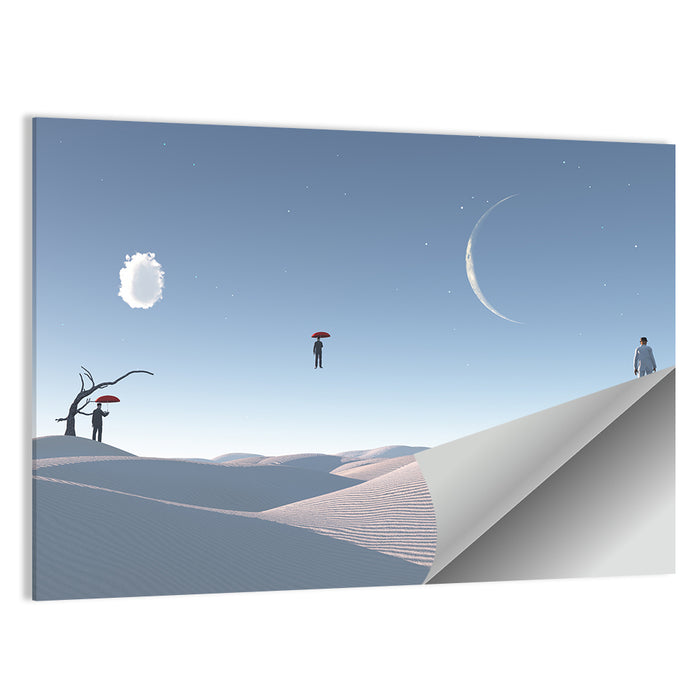 Red Umbrella in Surreal Desert Wall Art as a poster print