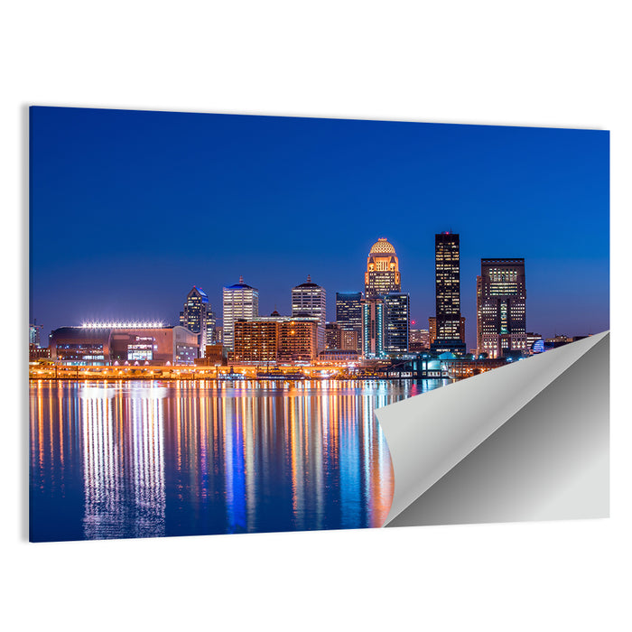 Downtown Louisville Skyline at Night Wall Art as a poster print
