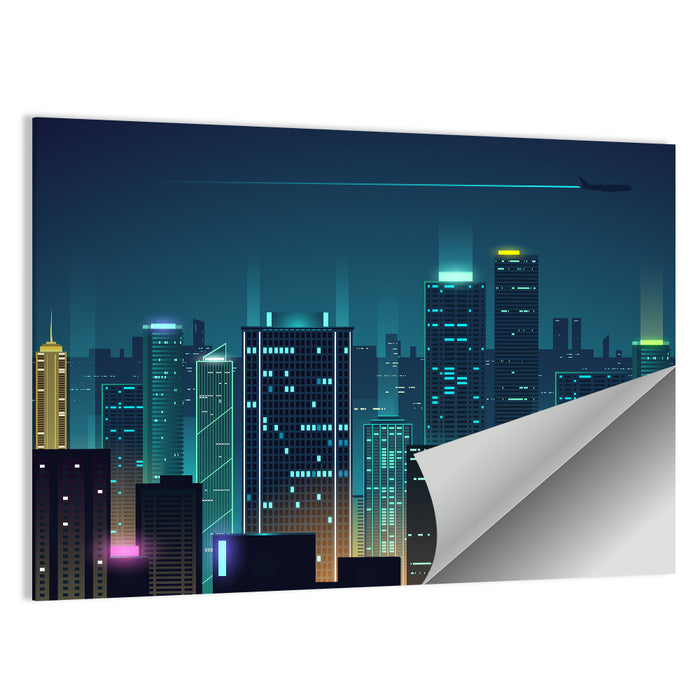 Abstract Night City Skyline Wall Art as a poster print