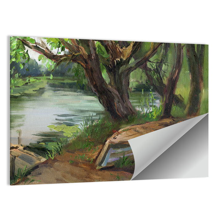 Willows Beside a Quiet River Wall Art as a poster print