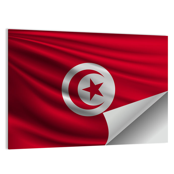 Tunisia Flag with Crescent and Star Wall Art as a poster print