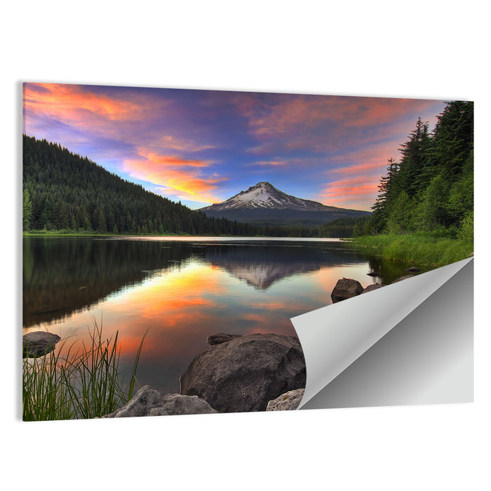 Mount Hood Reflected Over Trillium Lake Wall Art as a poster print