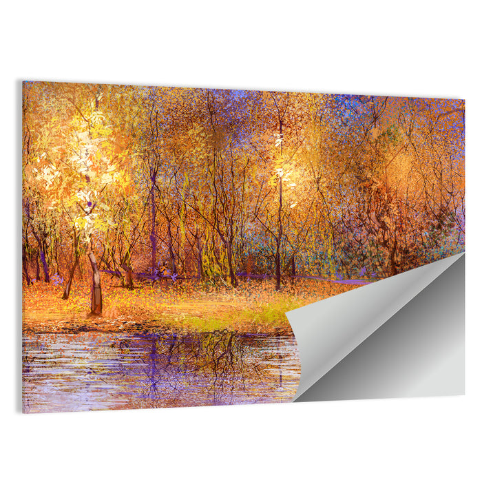 Autumn Lake Reflection Wall Art as a poster print