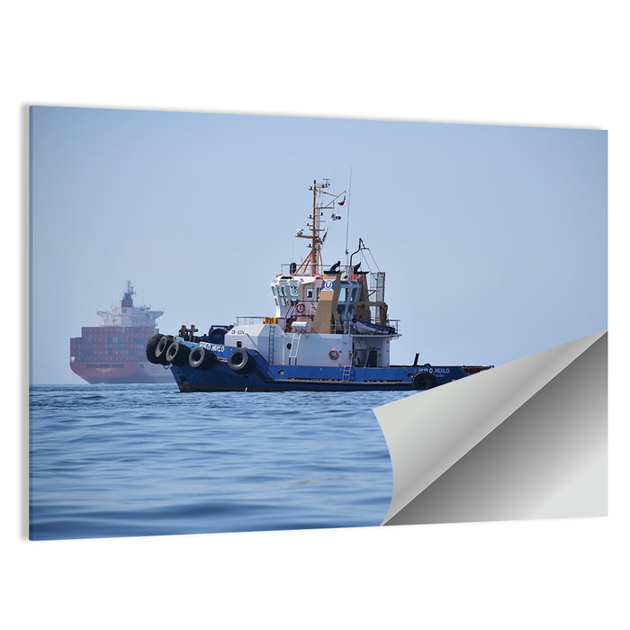 Tugboat Off Valparaiso Coast Wall Art as a poster print