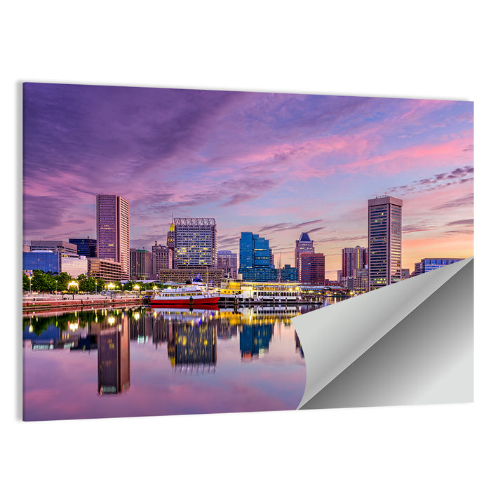 Baltimore Inner Harbor Skyline Wall Art as a poster print