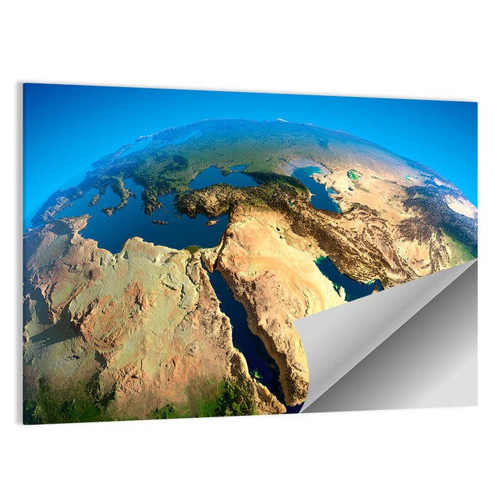 Satellite View of the Middle East Wall Art as a poster print