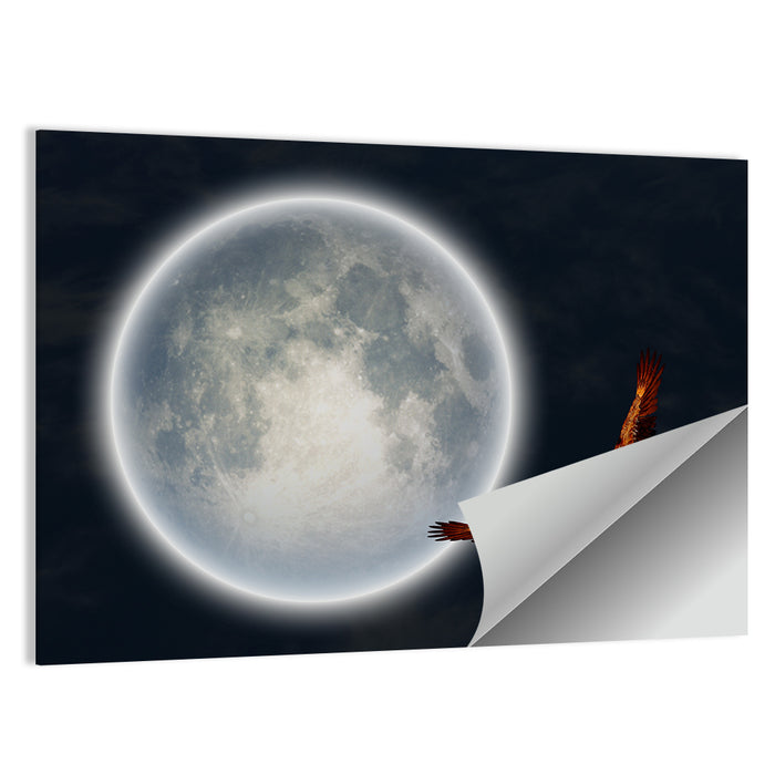 Bald Eagle Moonlight Flight Wall Art as a poster print