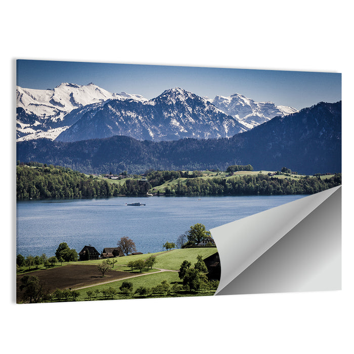 Alpine Lake View with Meadows Wall Art as a poster print