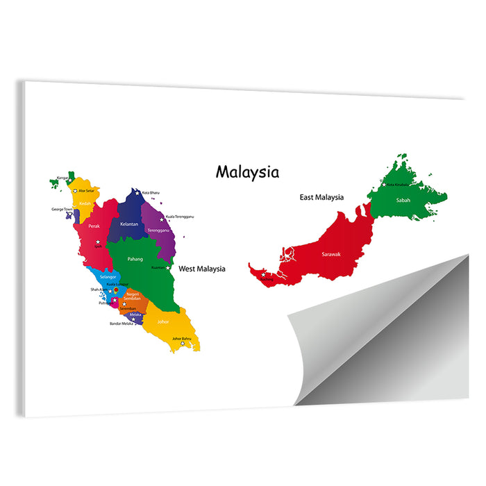 Two-part Malaysia Map Wall Art as a poster print