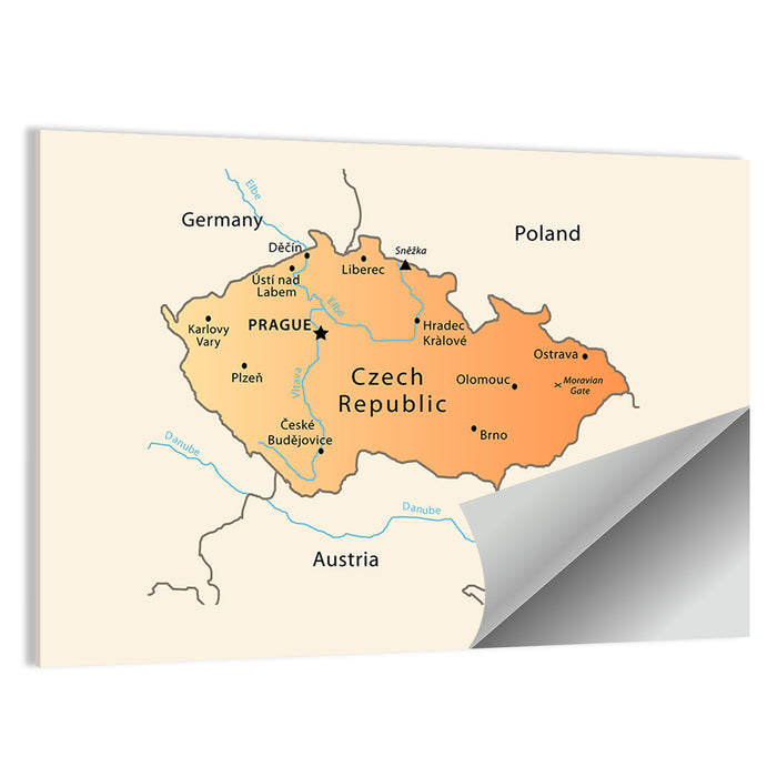 Minimalist Czech Republic Map Wall Art as a poster print