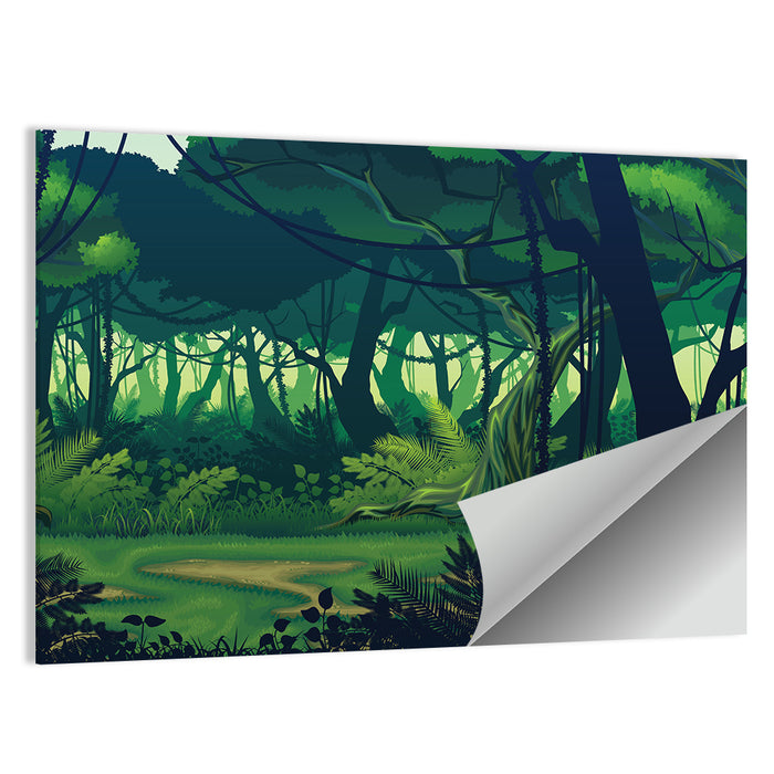 Seamless Jungle Forest Wall Art as a poster print