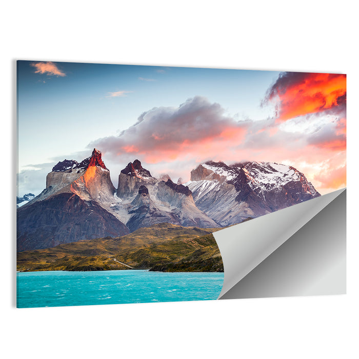 Torres Del Paine Sunset Wall Art as a poster print