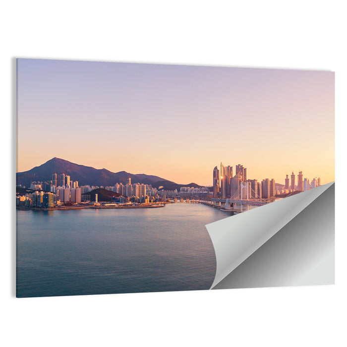 Gwangan Bridge Sunrise Skyline Wall Art as a poster print