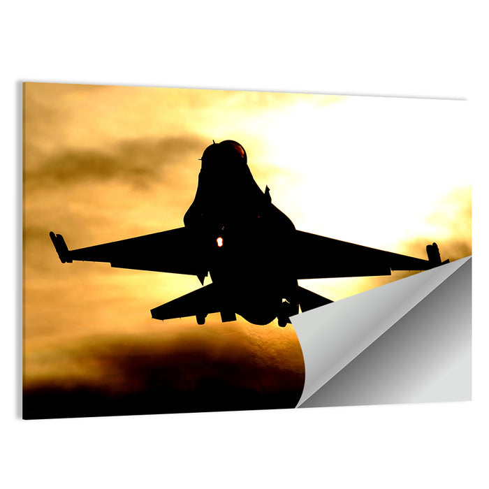 F-16 Landing at Golden Sunset Wall Art as a poster print