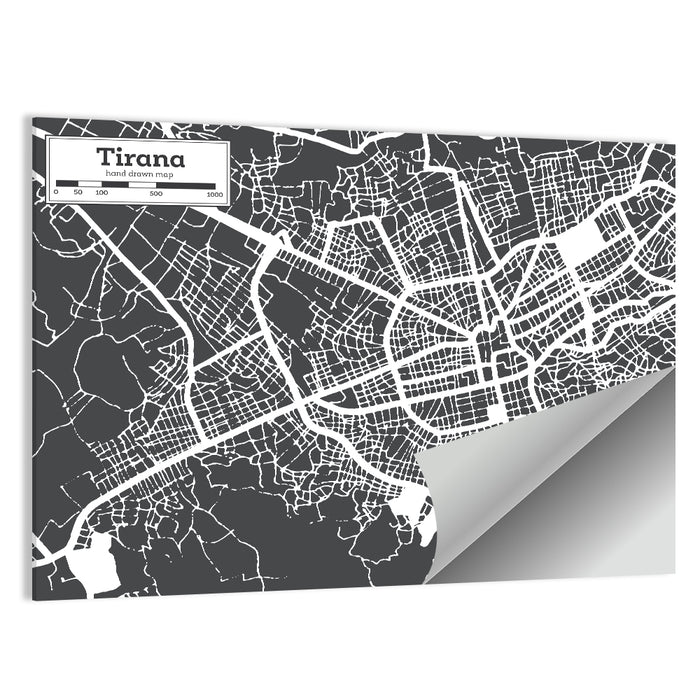 Tirana City Map Wall Art as a poster print