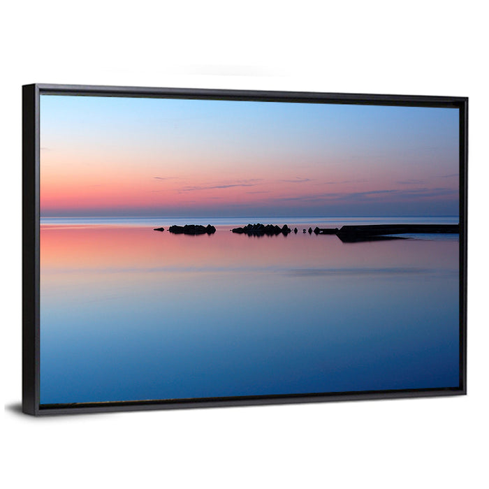 Lake Ontario Sunset Reflection Wall Art as a framed canvas