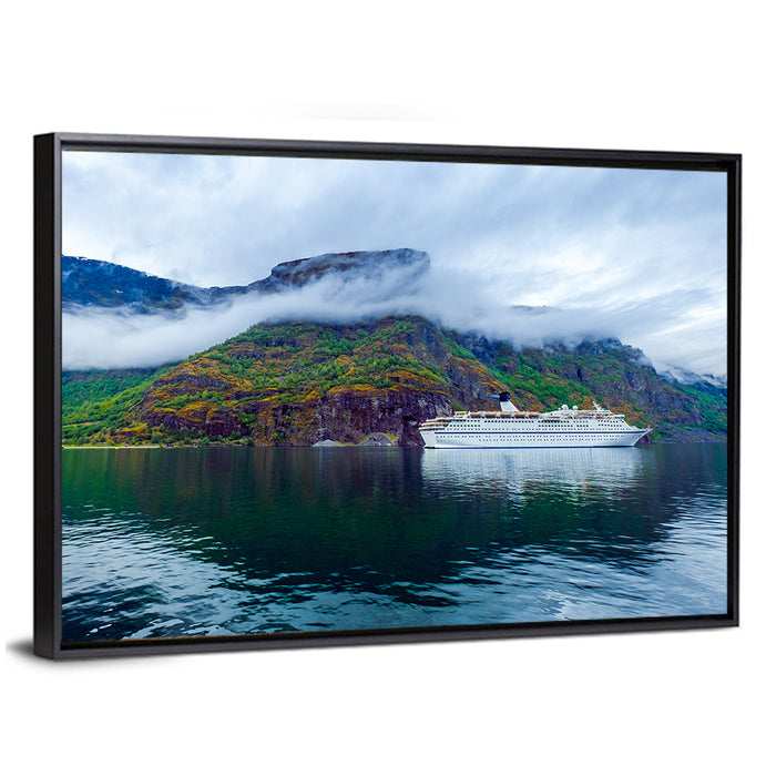 Cruise Ship on Hardanger Fjorden Wall Art as a framed canvas