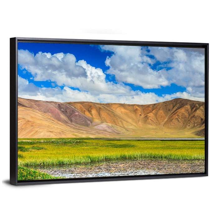 Bulunkul Lake Meadow, Tajikistan Wall Art as a framed canvas