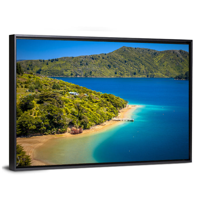 Marlborough Forest Lake Wall Art as a framed canvas