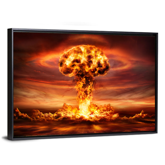 Nuclear Mushroom Cloud Wall Art as a framed canvas