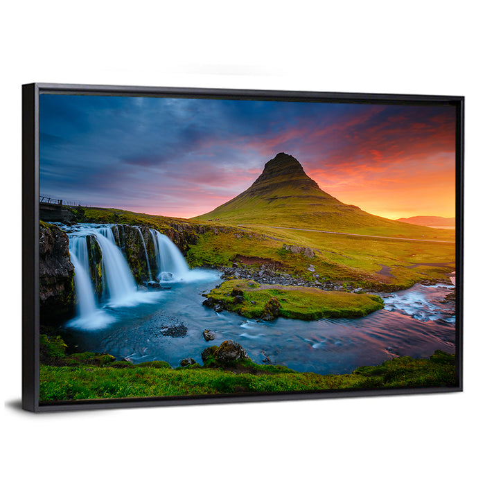 Kirkjufell at Sunset Wall Art as a framed canvas