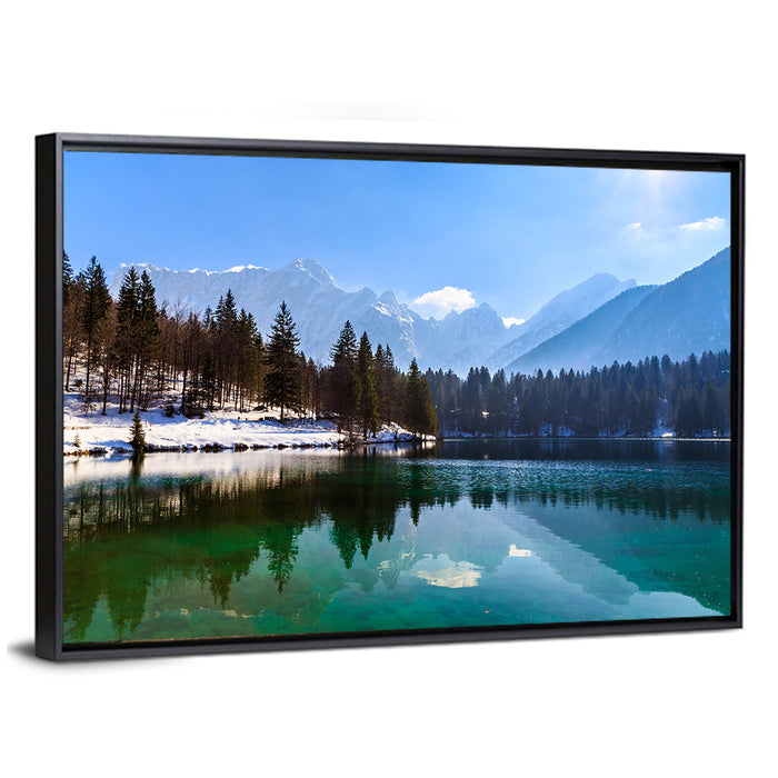 Alpine Lake Reflection Wall Art as a framed canvas