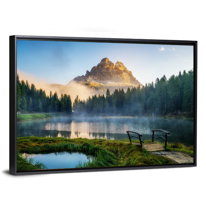 Lago D'antorno with Tre Cime Peaks Wall Art as a framed canvas
