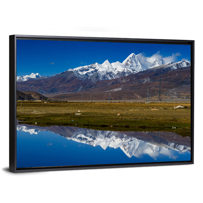 Snow-capped Mountains of Tibet Wall Art as a framed canvas