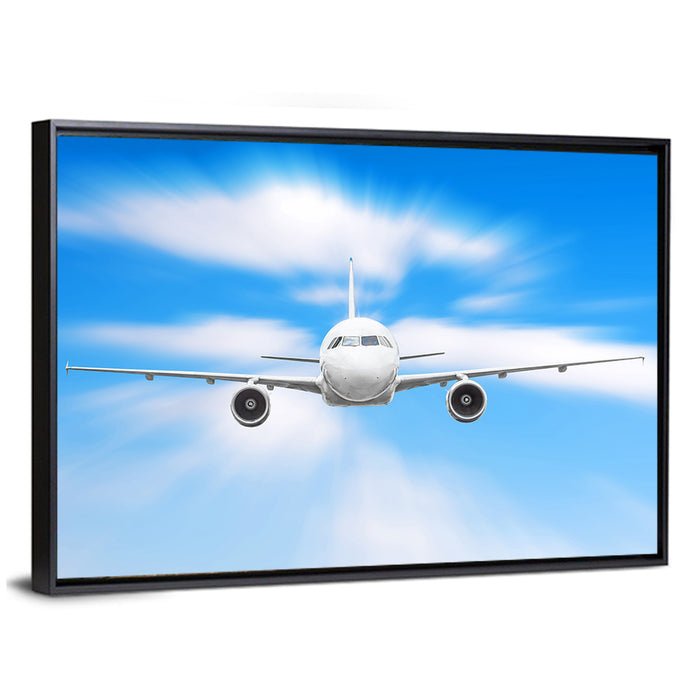 Front View Airliner with Motion Blur Wall Art as a framed canvas