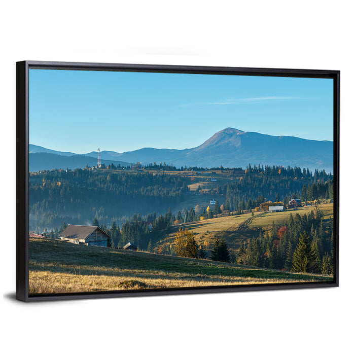 Yablunytsia Village Mountain View Wall Art as a framed canvas