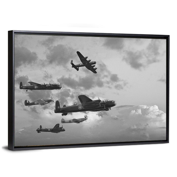 Lancaster Bombers in Formation Wall Art as a framed canvas