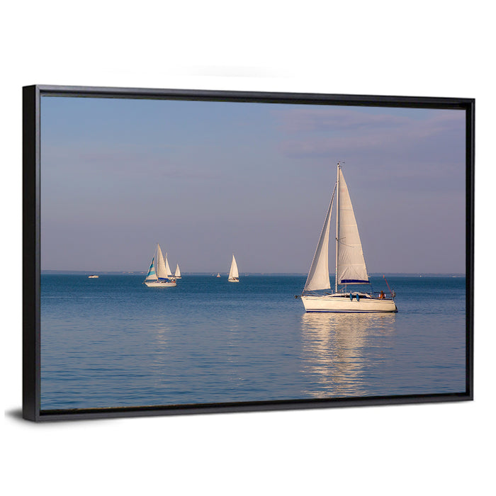 Sailboats on Lake Balaton Wall Art as a framed canvas