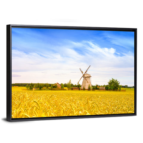 Dudutki Windmill in Golden Fields Wall Art