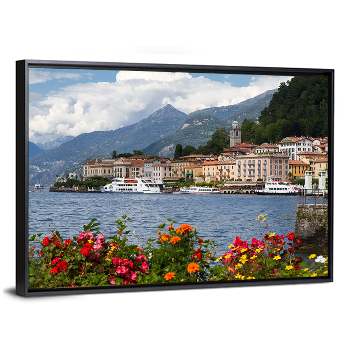 Bellagio Floral Shore Lake Como Wall Art as a framed canvas