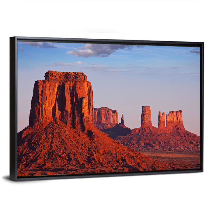 Monument Valley Mesa at Golden Hour Wall Art as a framed canvas