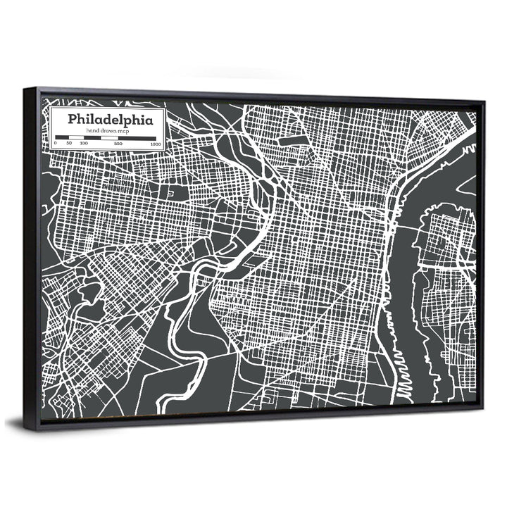 Philadelphia Street Grid Map Wall Art