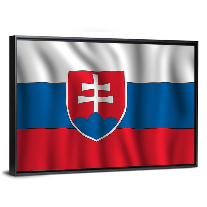 Slovak Flag with Heraldic Shield Wall Art as a framed canvas