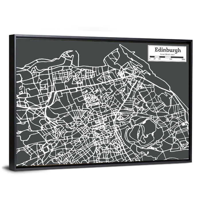 Edinburgh Minimalist City Map Wall Art as a framed canvas