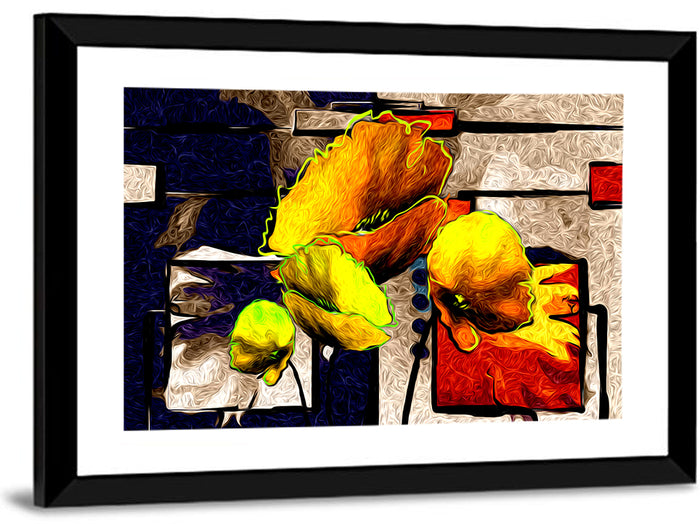 Poppy Grid Oil Painting Wall Art as a framed print