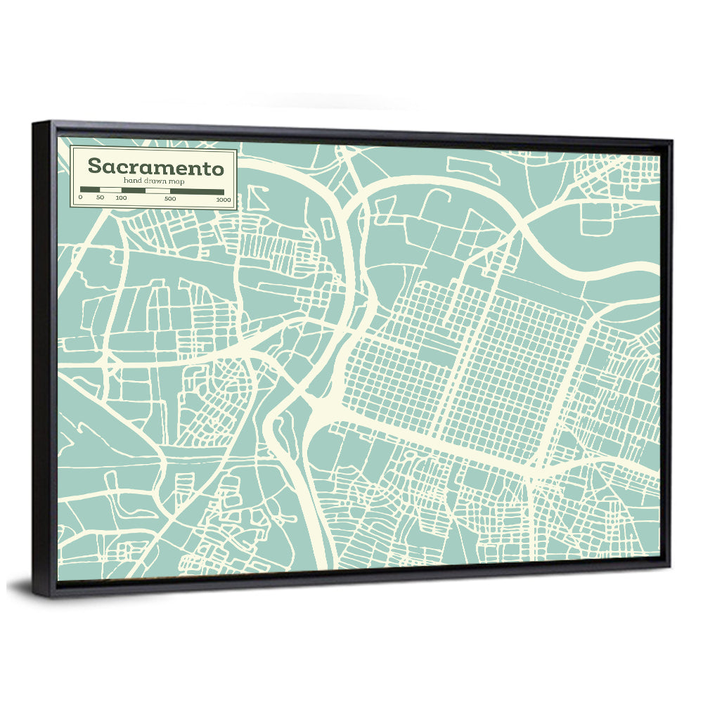 Sacramento City Map Wall Art