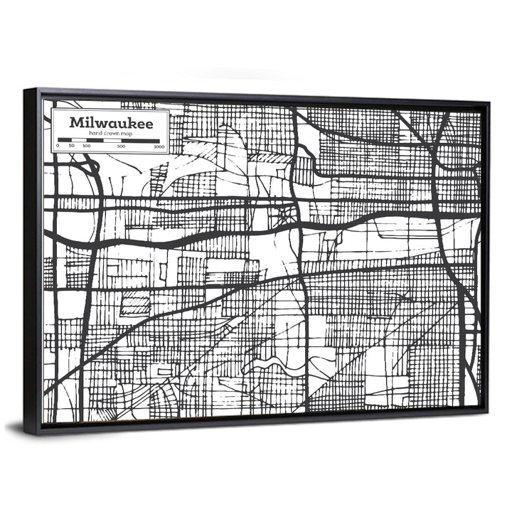 Hand-drawn Milwaukee City Map Wall Art
