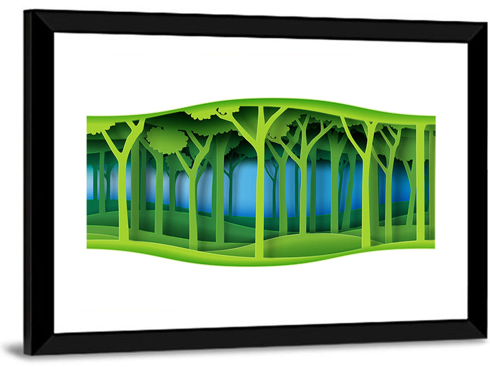 Layered Paper Forest Panorama Wall Art as a framed print