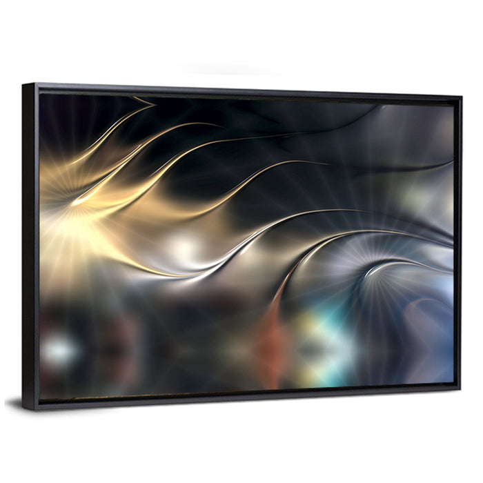 3d Metallic Wave Composition Wall Art as a framed canvas