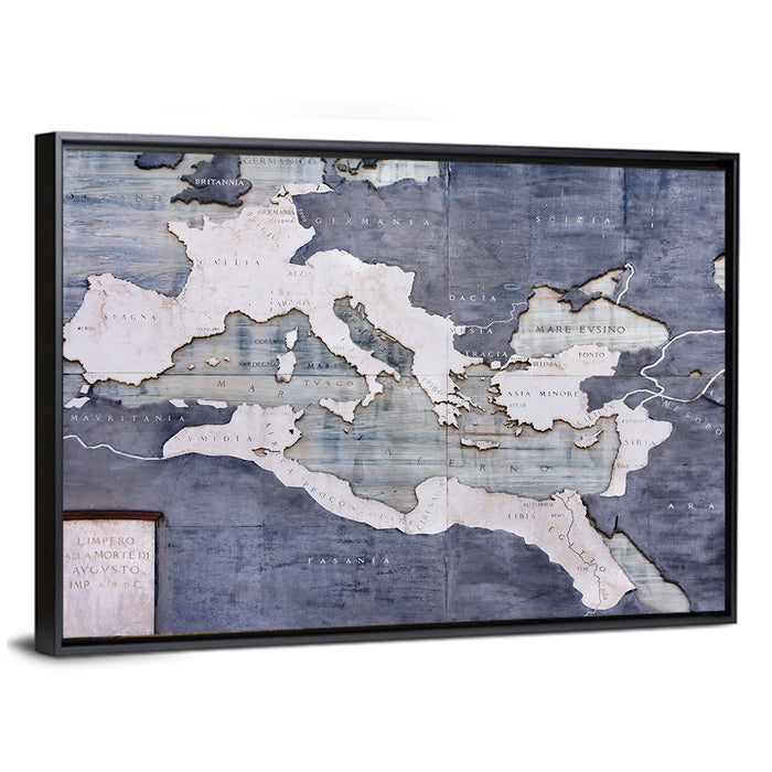 Vintage Roman Empire Map Wall Art as a framed canvas