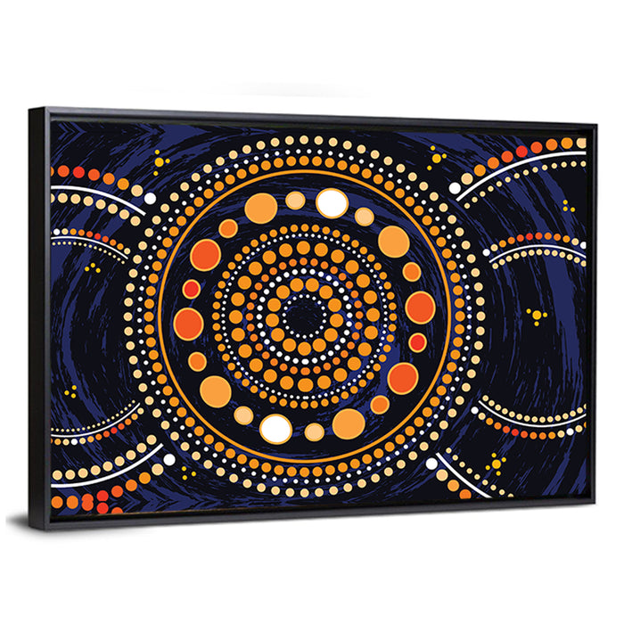 Aboriginal Dot Illustration Wall Art as a framed canvas